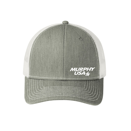 Port Authority Snapback Trucker Cap (Heather Grey & White)